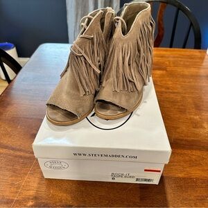 Steve Madden Fringe Peep Toe Booties
